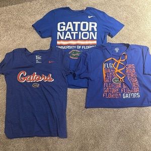 3 gator t-shirts, Nike gator size m, nike vneck size L, rivalry threads size L